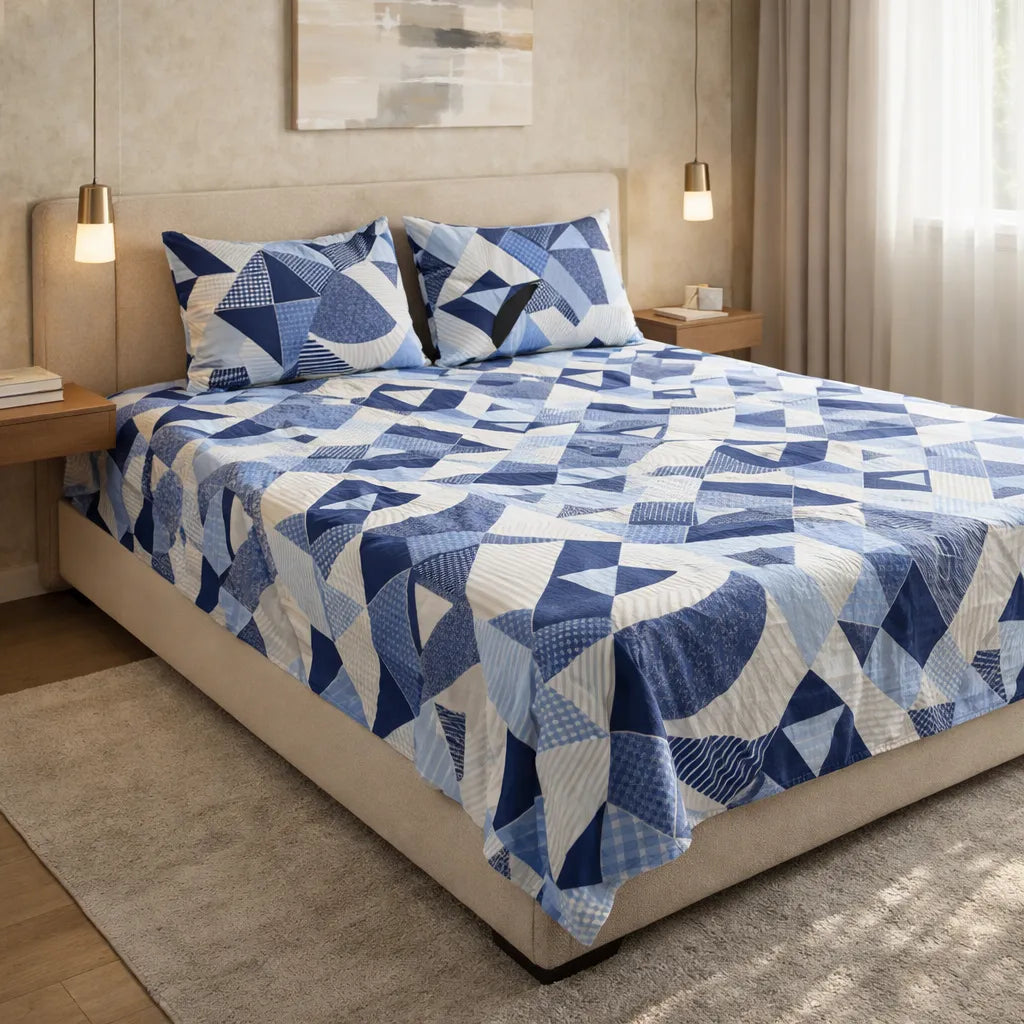 Printed Bedsheet DoubleBed 100% Cotton by Pinsstripe