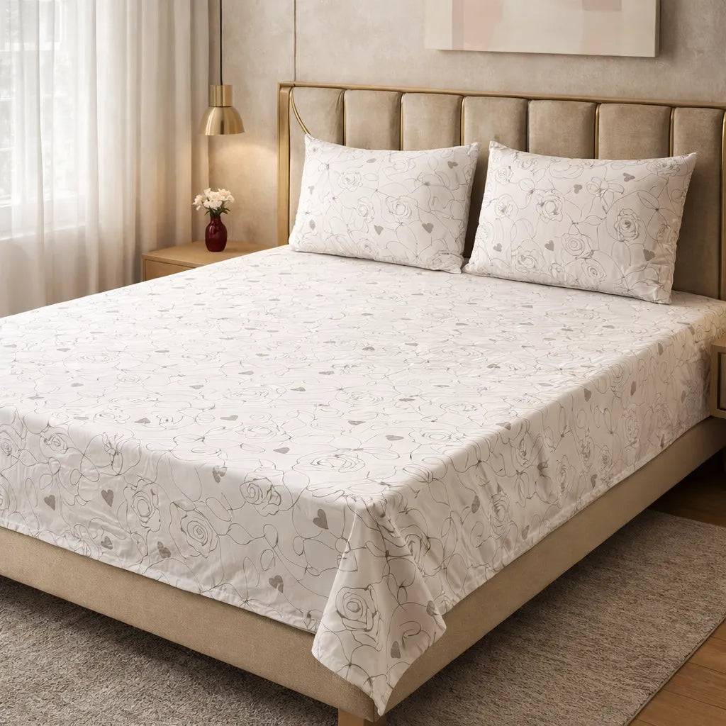 Printed Bedsheet DoubleBed 100% Cotton by Pinsstripe