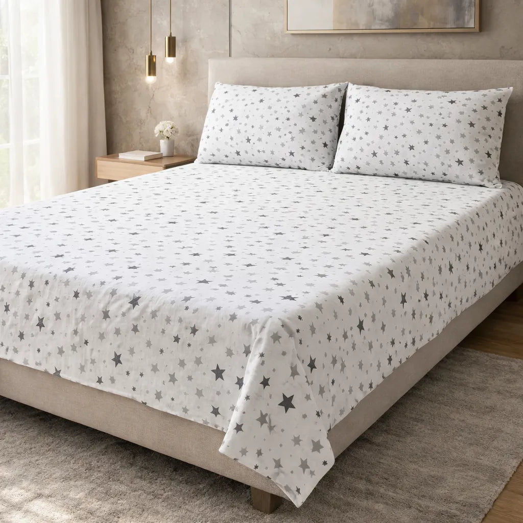 Printed Bedsheet DoubleBed 100% Cotton by Pinsstripe