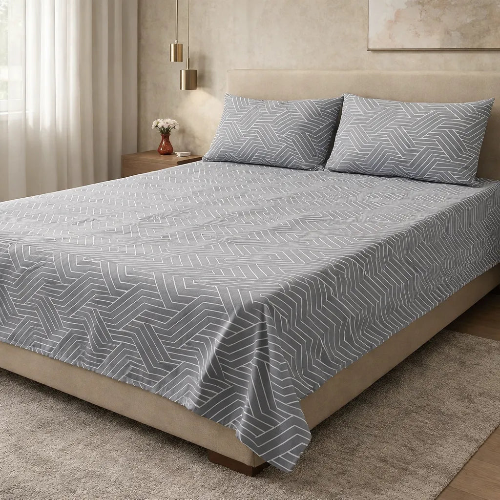 Printed Bedsheet DoubleBed 100% Cotton by Pinsstripe