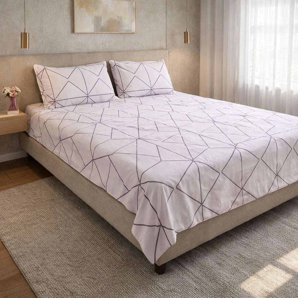 Printed Bedsheet DoubleBed 100% Cotton by Pinsstripe