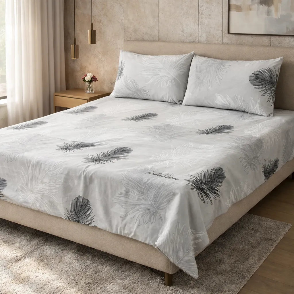 Printed Bedsheet DoubleBed 100% Cotton by Pinsstripe