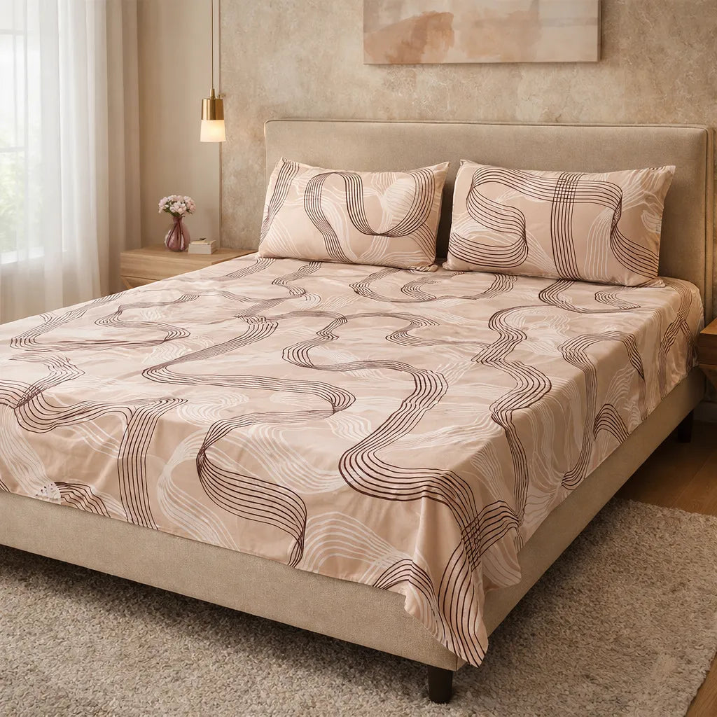 Printed Bedsheet DoubleBed 100% Cotton by Pinsstripe