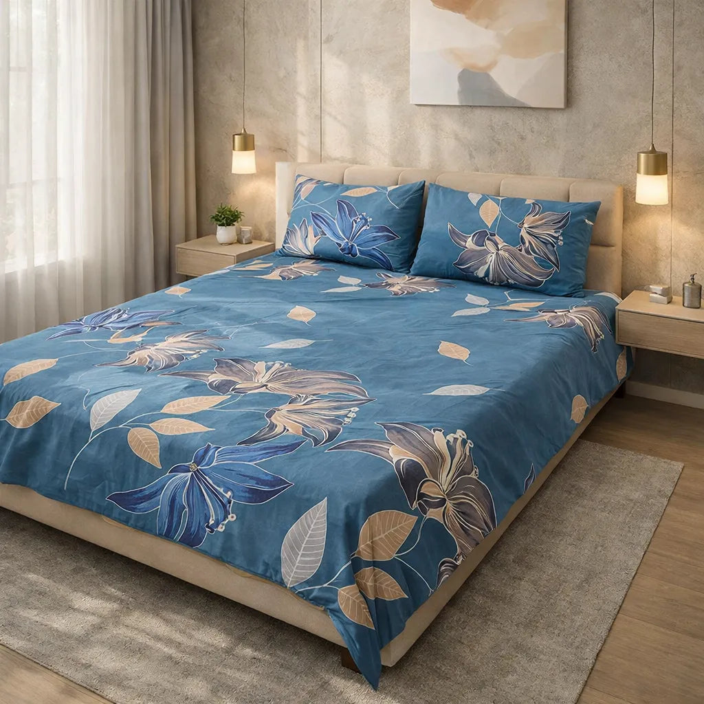 Printed Bedsheet DoubleBed 100% Cotton by Pinsstripe