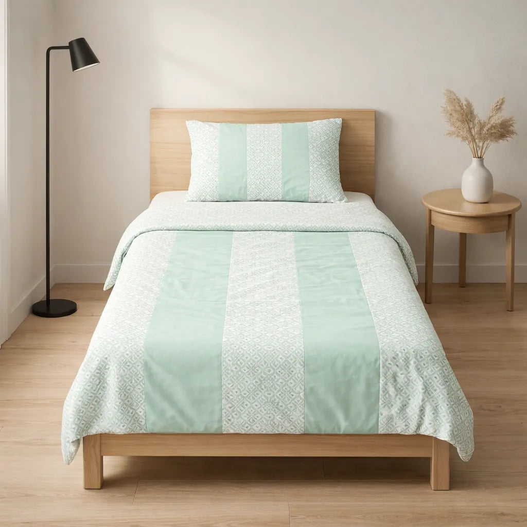 Patched Bedsheet by Pinsstripe – Single Bed, 100% Cotton