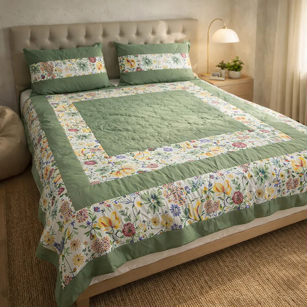 Patched Bedsheet by Pinsstripe– For Double Bed-100% Cotton