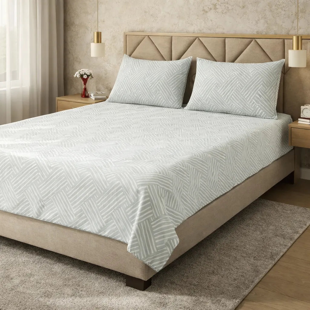 Printed Bedsheet DoubleBed 100% Cotton by Pinsstripe