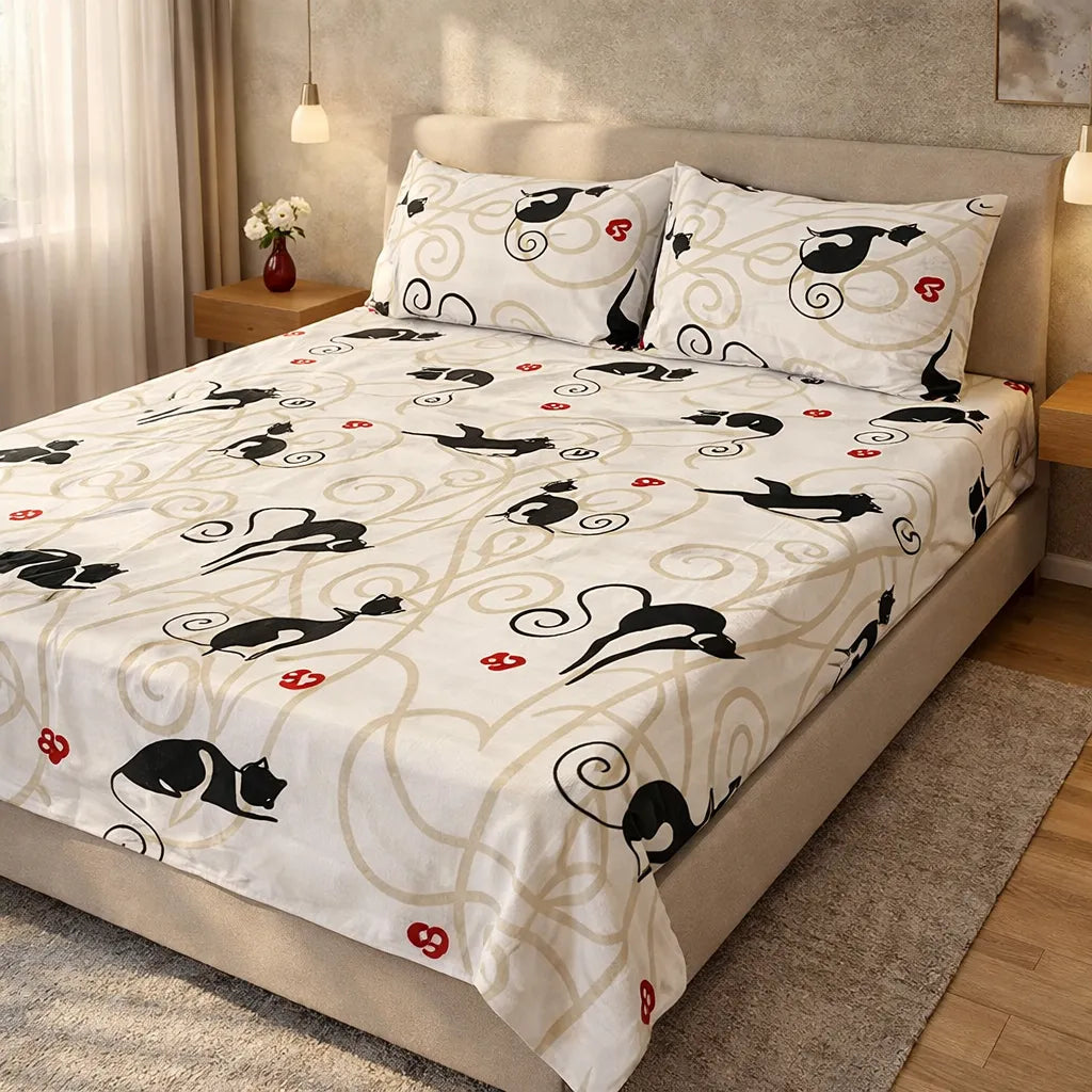 Printed Bedsheet DoubleBed 100% Cotton by Pinsstripe