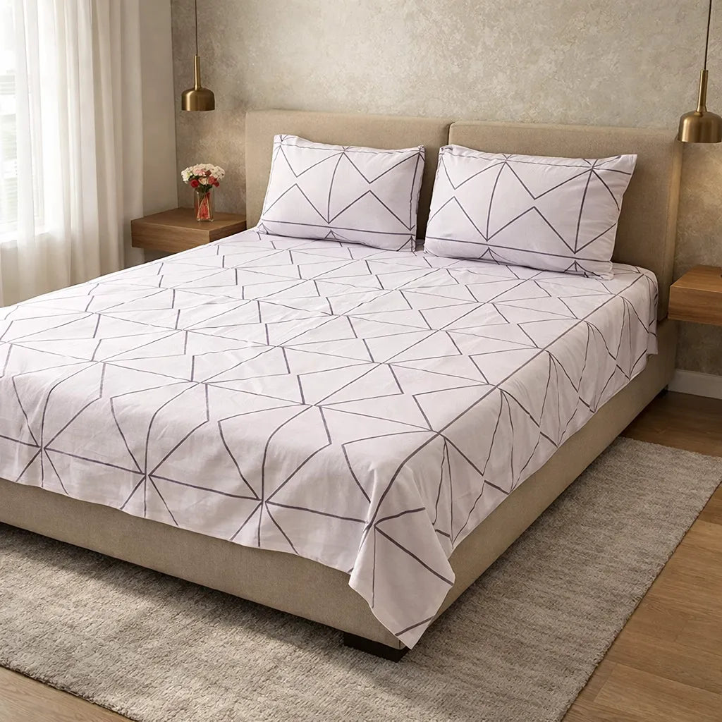 Printed Bedsheet DoubleBed 100% Cotton by Pinsstripe