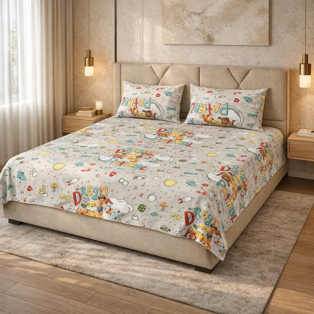 Printed Bedsheet DoubleBed 100% Cotton by Pinsstripe