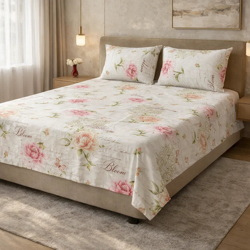 Printed Bedsheet DoubleBed 100% Cotton by Pinsstripe