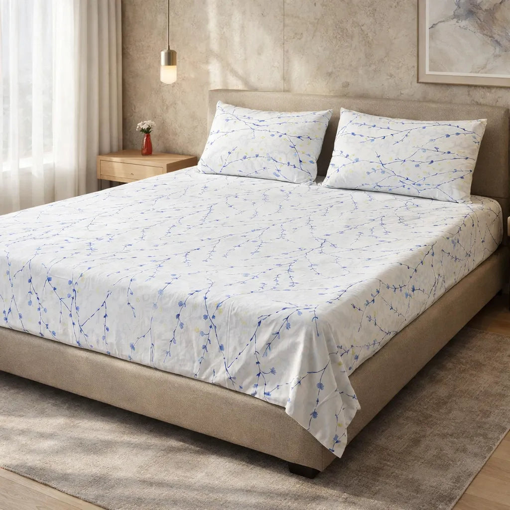 Printed Bedsheet DoubleBed 100% Cotton by Pinsstripe