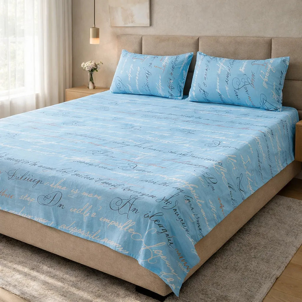 Printed Bedsheet DoubleBed 100% Cotton by Pinsstripe