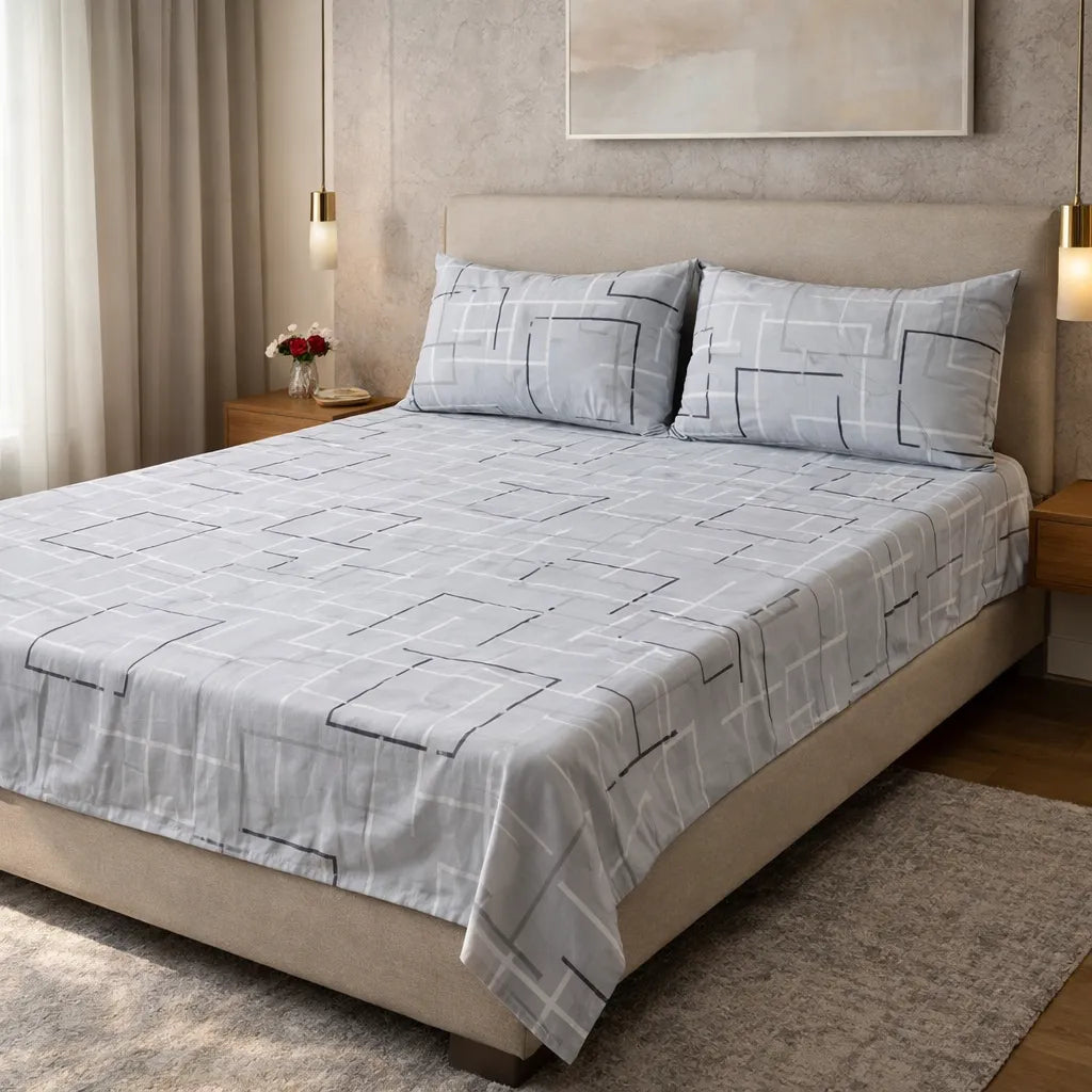 Printed Bedsheet DoubleBed 100% Cotton by Pinsstripe