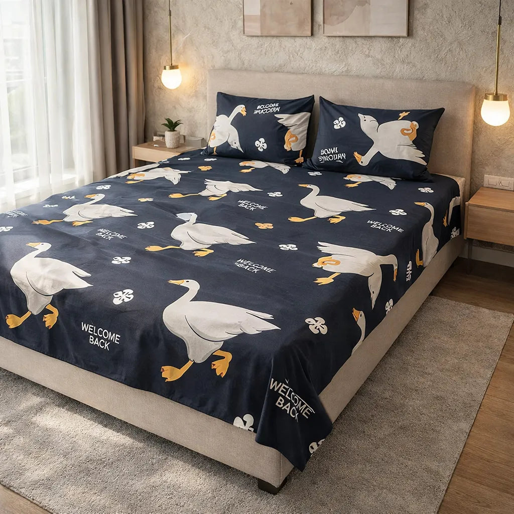 Printed Bedsheet DoubleBed 100% Cotton by Pinsstripe