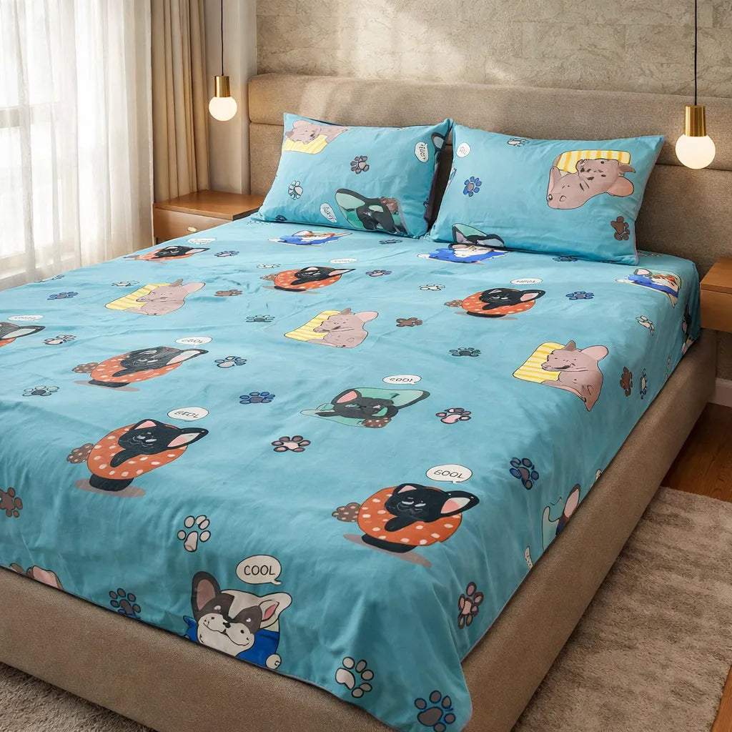 Printed Bedsheet DoubleBed 100% Cotton by Pinsstripe