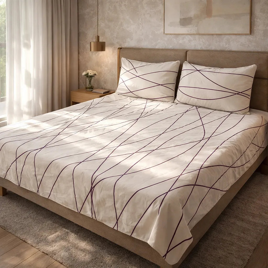 Printed Bedsheet DoubleBed 100% Cotton by Pinsstripe