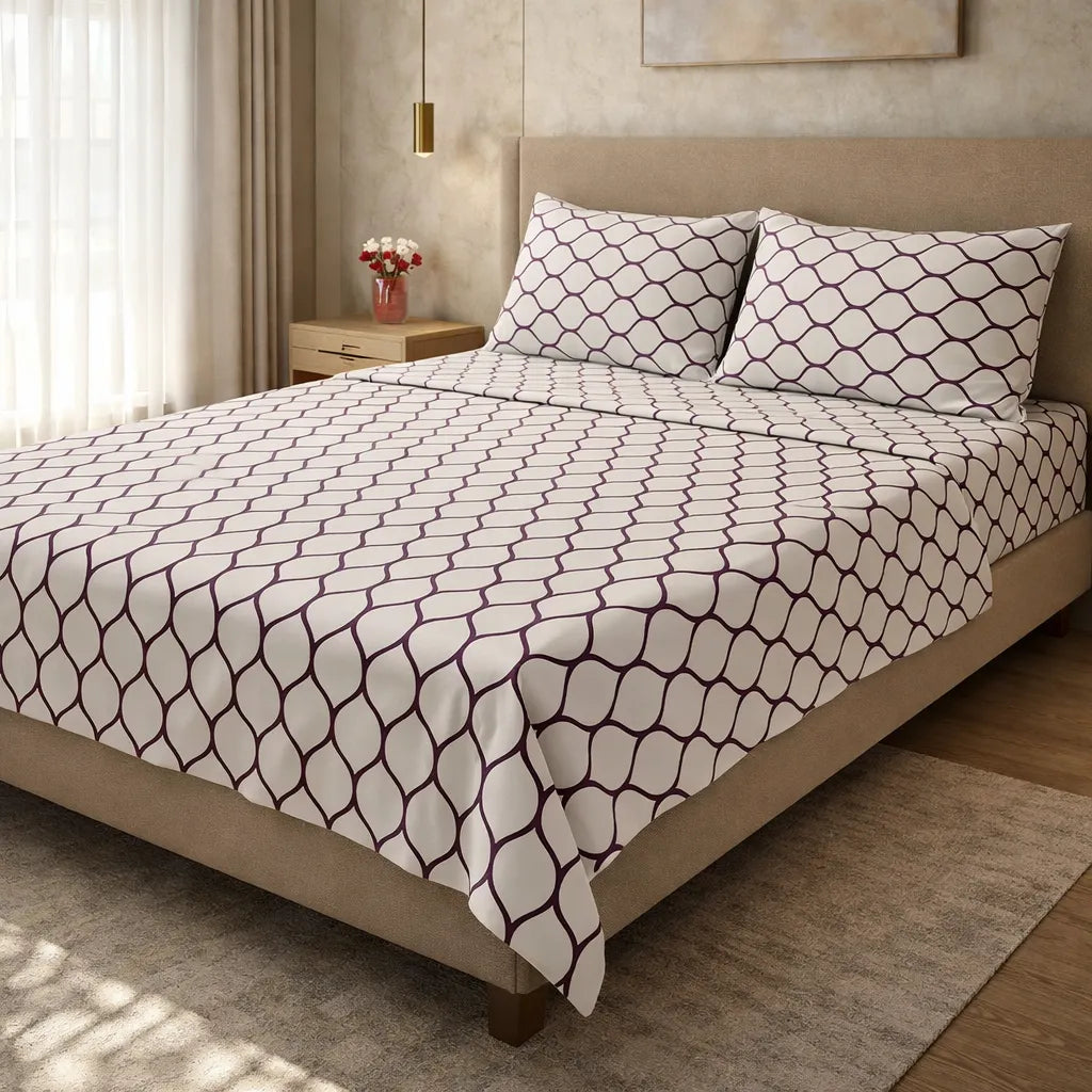 Printed Bedsheet DoubleBed 100% Cotton by Pinsstripe