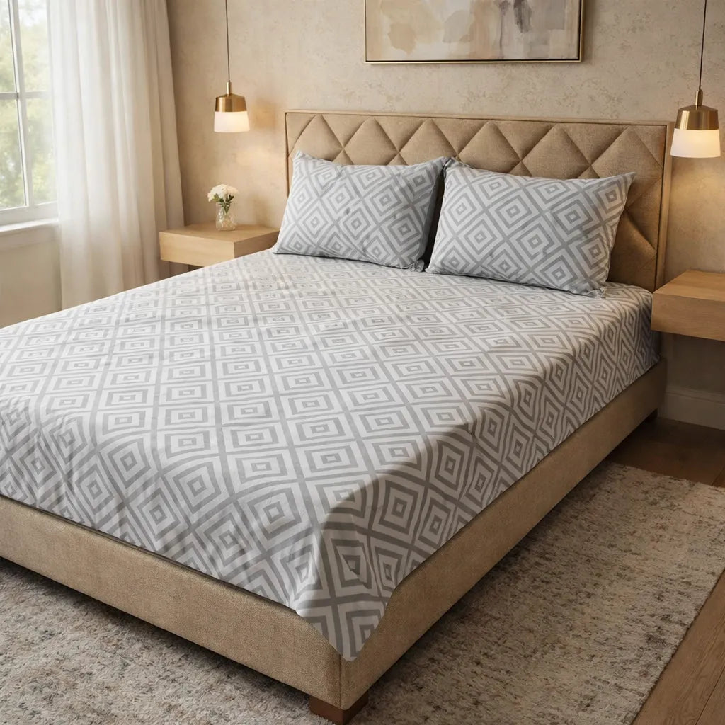 Printed Bedsheet DoubleBed 100% Cotton by Pinsstripe