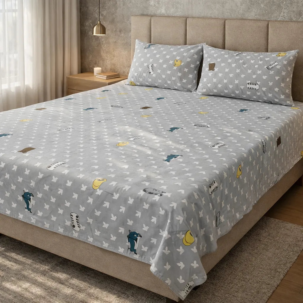 Printed Bedsheet DoubleBed 100% Cotton by Pinsstripe