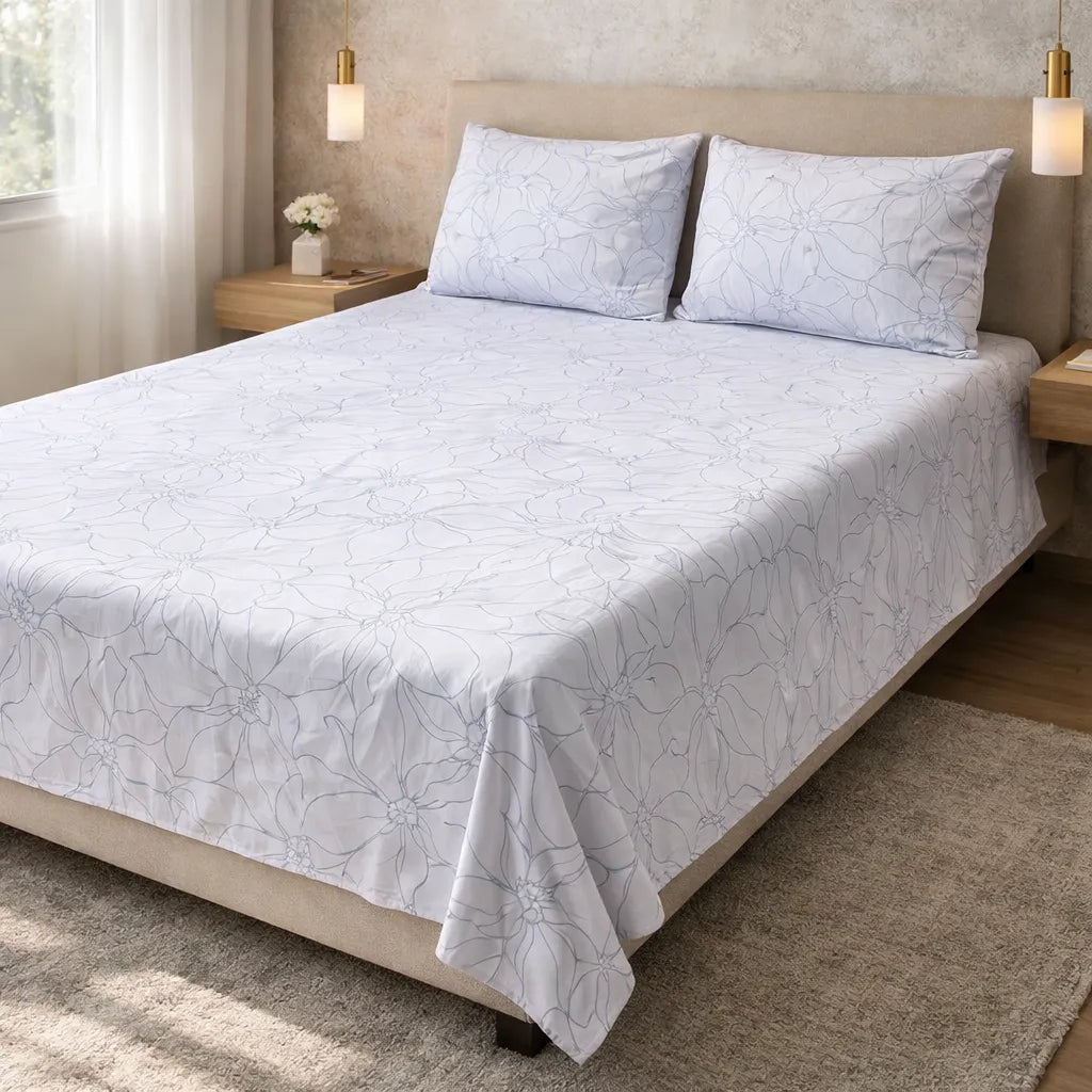 Printed Bedsheet DoubleBed 100% Cotton by Pinsstripe