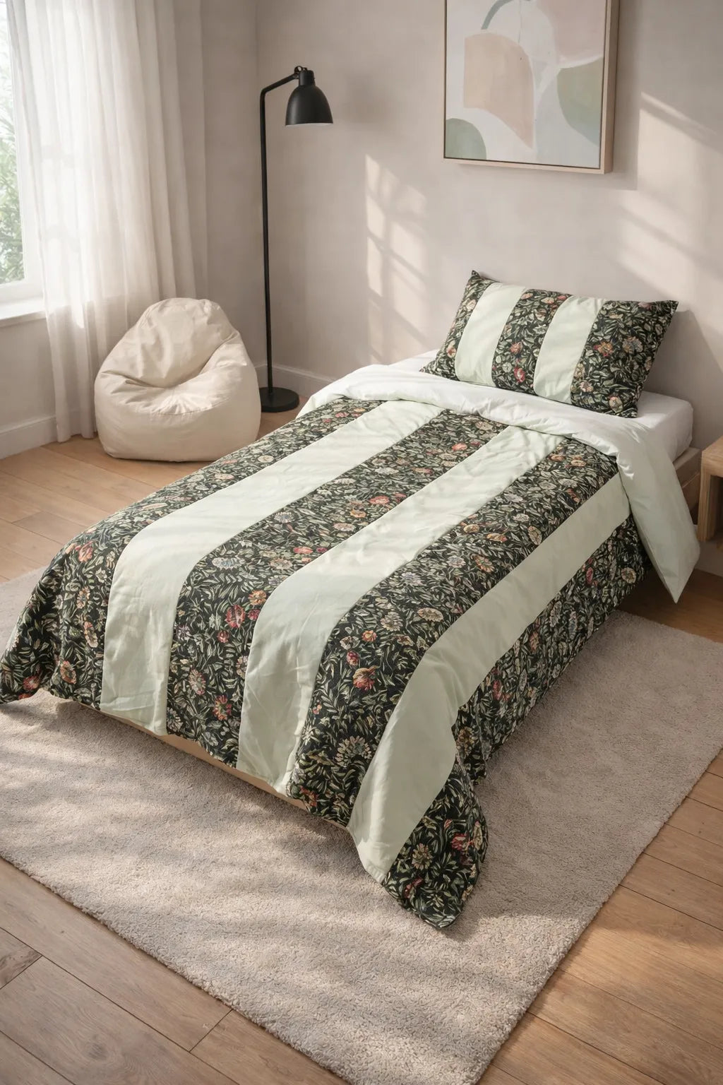 Patched Bedsheet by Pinsstripe – Single Bed, 100% Cotton