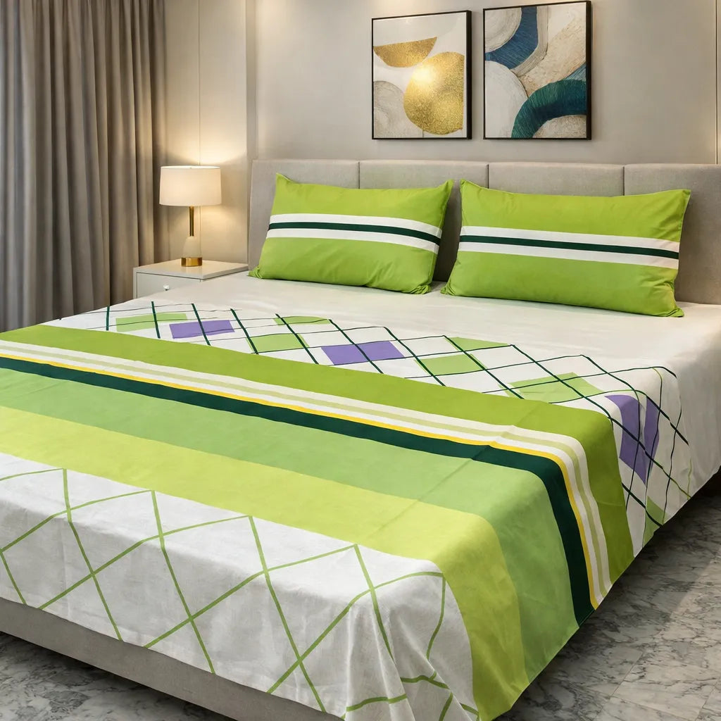 Printed Bedsheet DoubleBed 100% Cotton by Pinsstripe