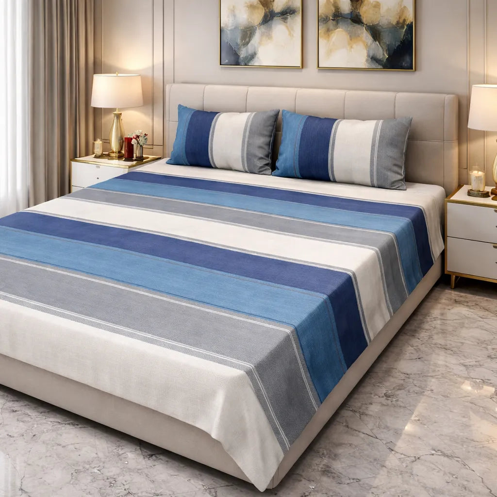 Printed Bedsheet DoubleBed 100% Cotton by Pinsstripe