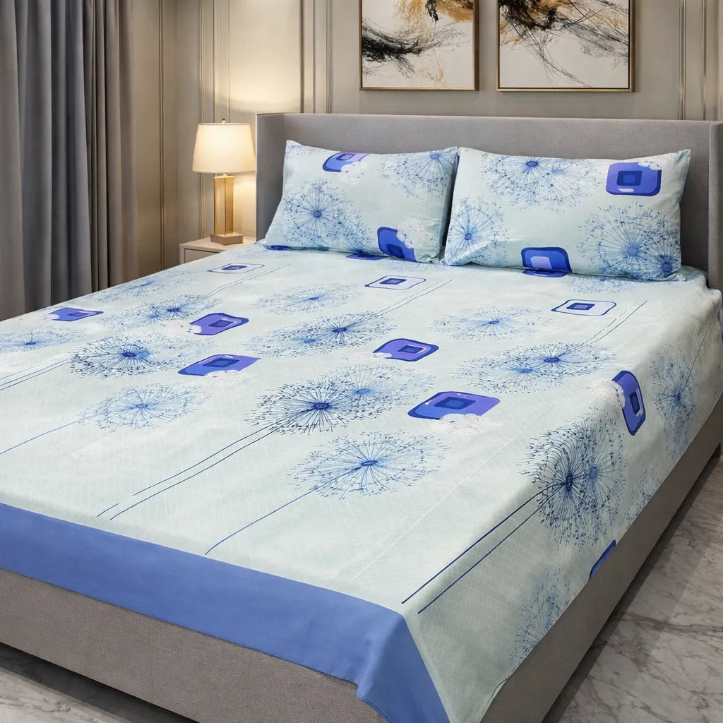 Printed Bedsheet DoubleBed 100% Cotton by Pinsstripe