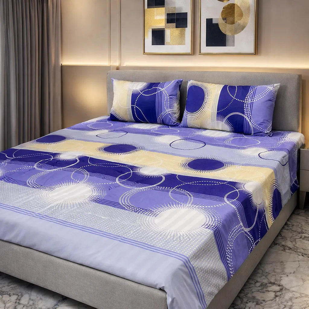 Printed Bedsheet DoubleBed 100% Cotton by Pinsstripe