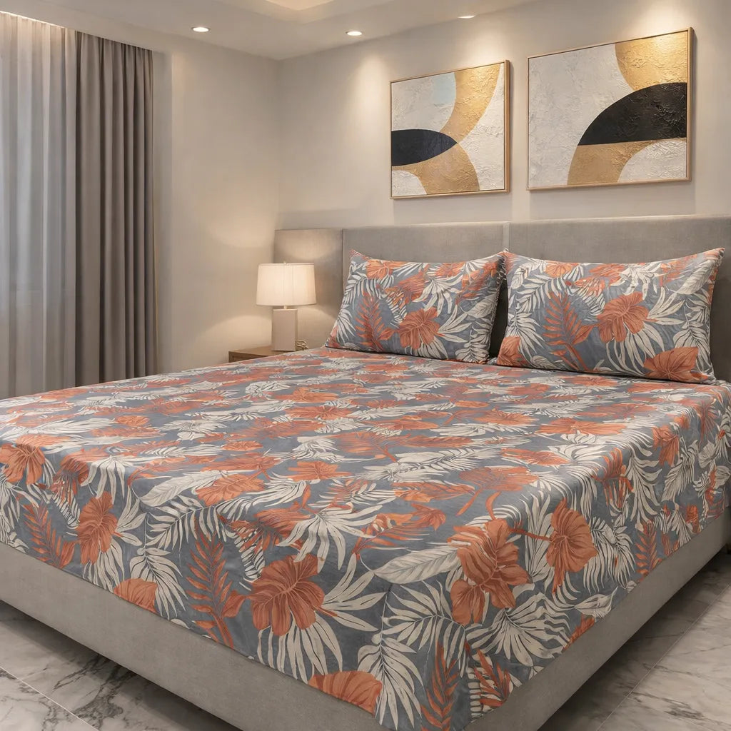 Printed Bedsheet DoubleBed 100% Cotton by Pinsstripe