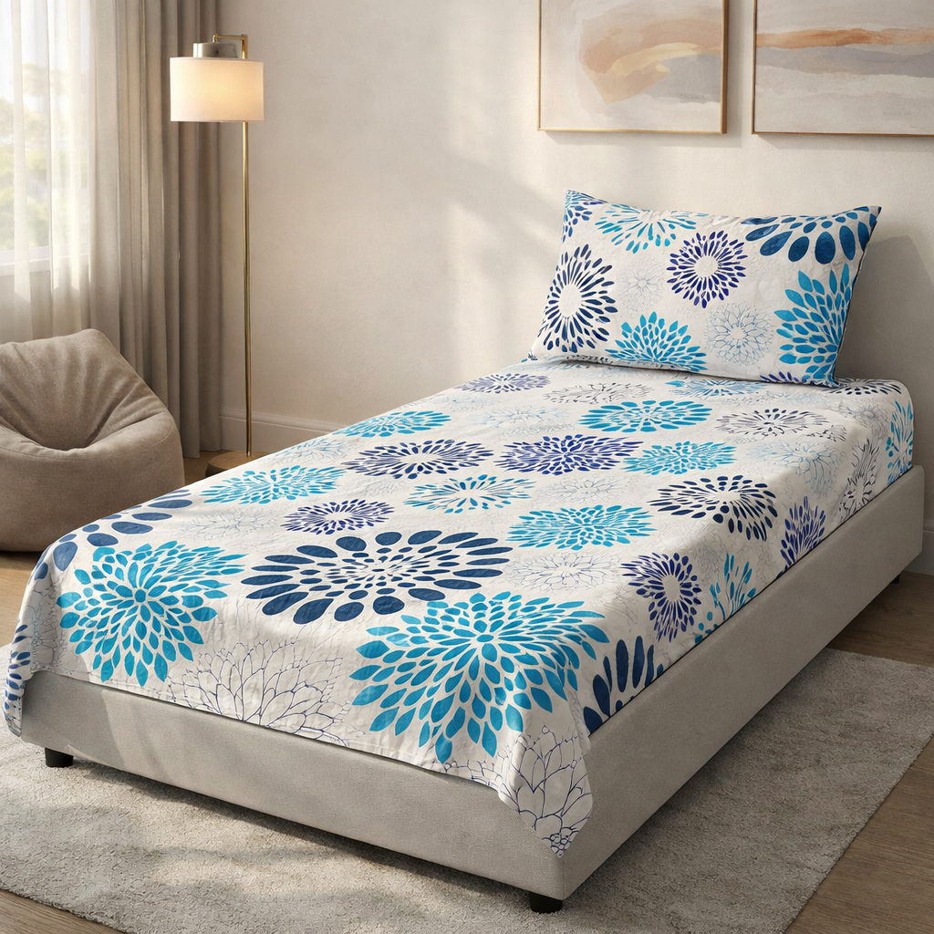 Pinsstripe Printed Bedsheet – Single Bed, 100% Cotton