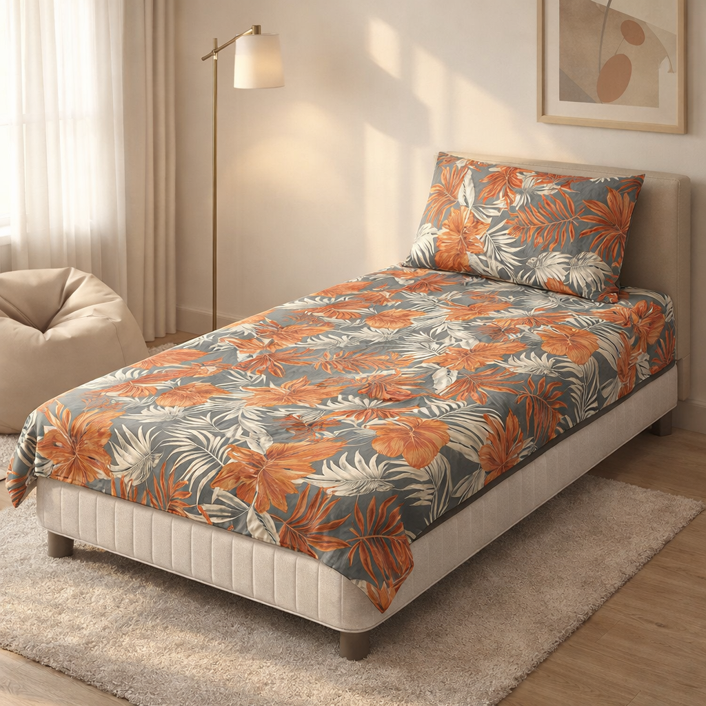 Pinsstripe Printed Bedsheet – Single Bed, 100% Cotton