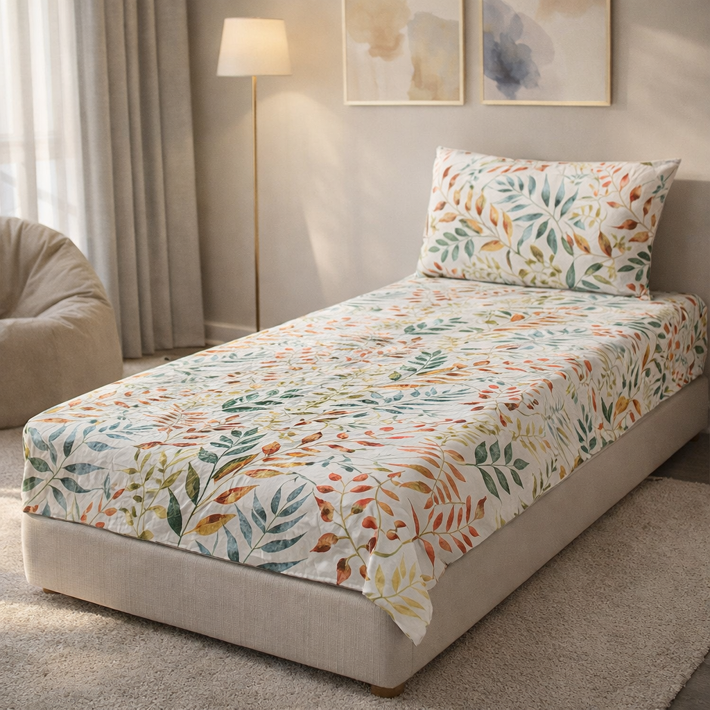 Pinsstripe Printed Bedsheet – Single Bed, 100% Cotton