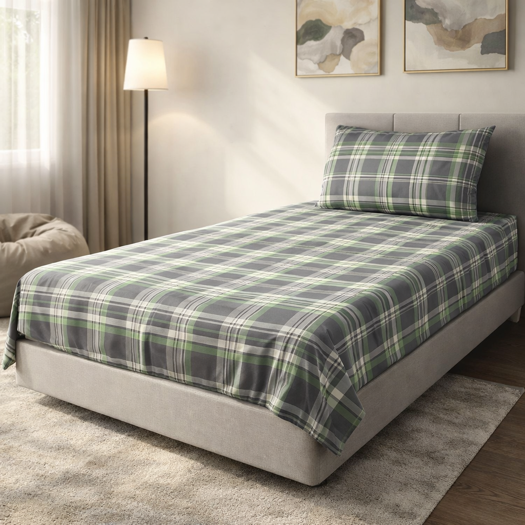 Pinsstripe Printed Bedsheet – Single Bed, 100% Cotton