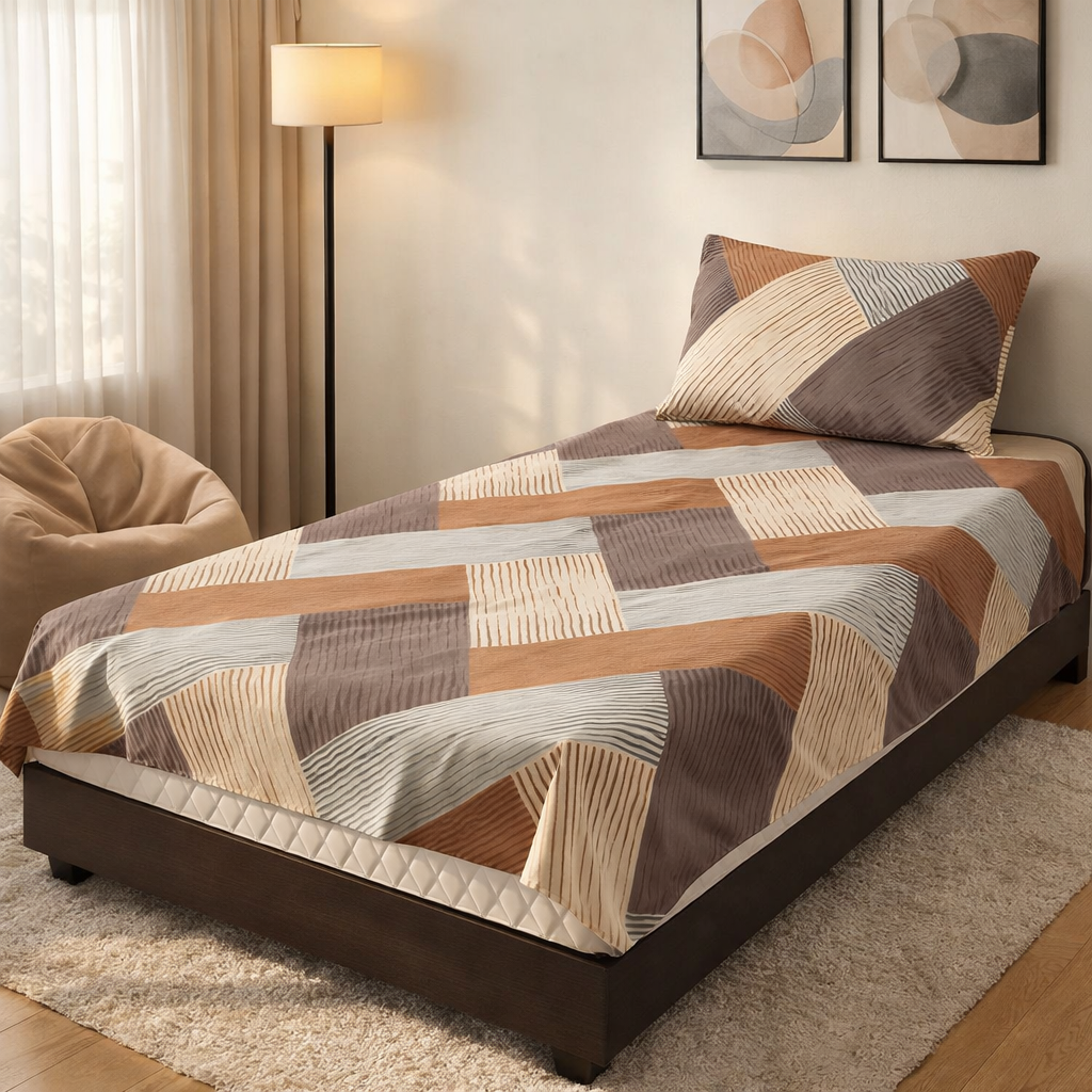 Pinsstripe Printed Bedsheet – Single Bed, 100% Cotton