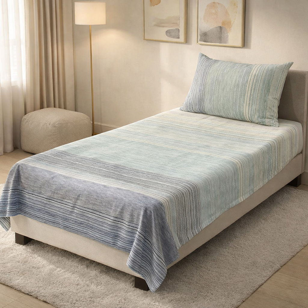 Pinsstripe Printed Bedsheet – Single Bed, 100% Cotton