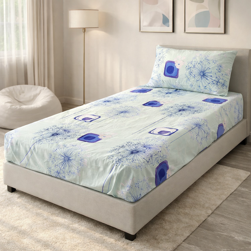 Pinsstripe Printed Bedsheet – Single Bed, 100% Cotton