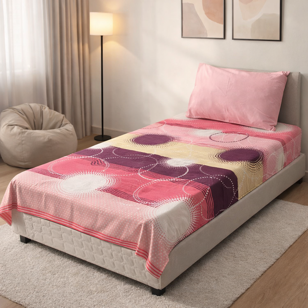 Pinsstripe Printed Bedsheet – Single Bed, 100% Cotton