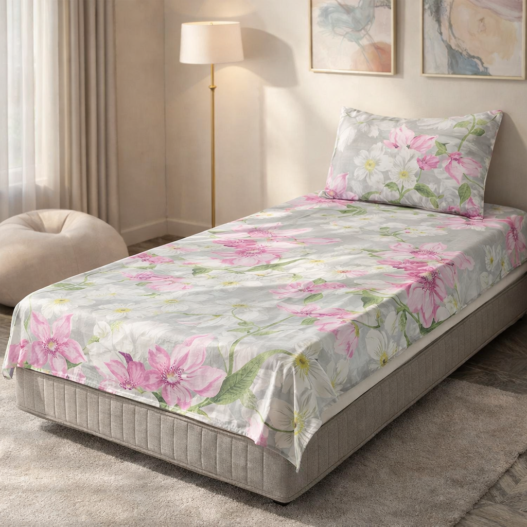 Pinsstripe Printed Bedsheet – Single Bed, 100% Cotton