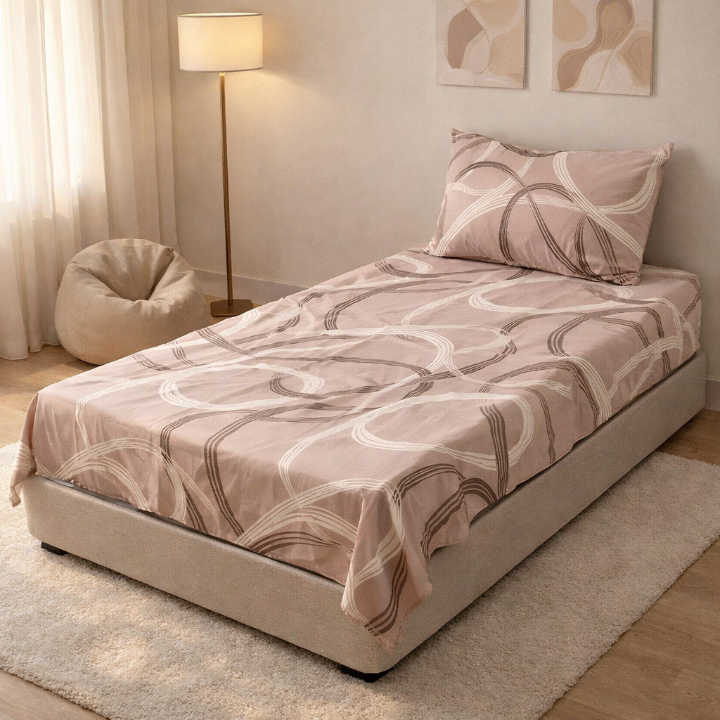 Pinsstripe Printed Bedsheet – Single Bed, 100% Cotton