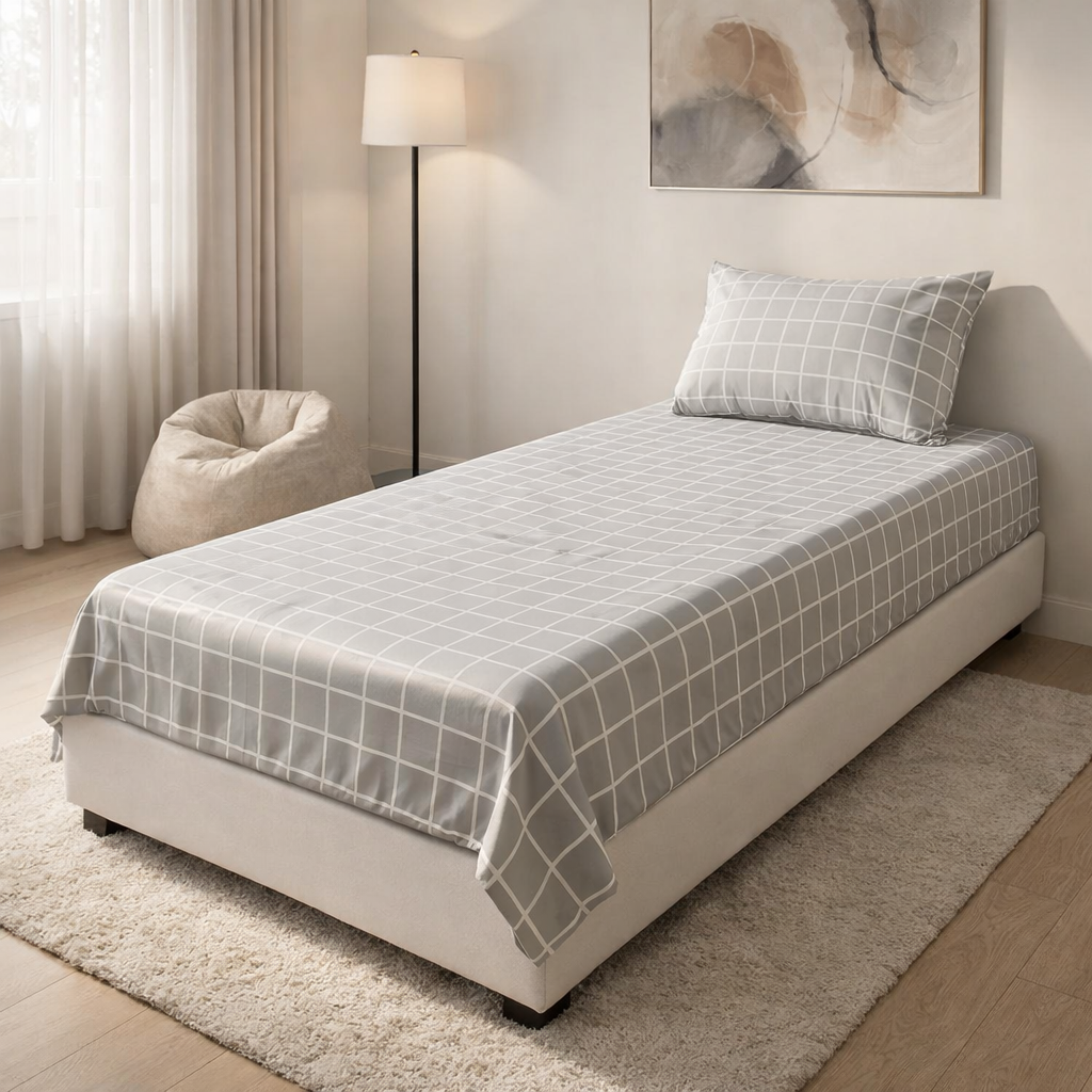 Pinsstripe Printed Bedsheet – Single Bed, 100% Cotton