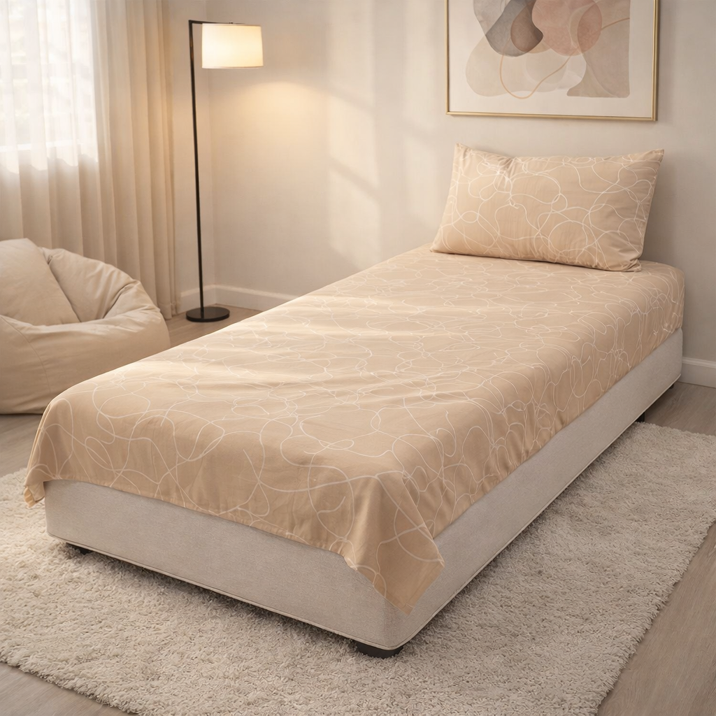 Pinsstripe Printed Bedsheet – Single Bed, 100% Cotton