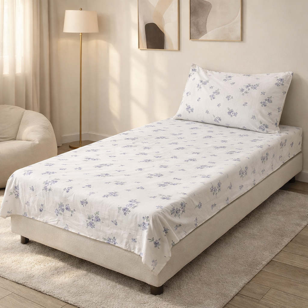 Pinsstripe Printed Bedsheet – Single Bed, 100% Cotton