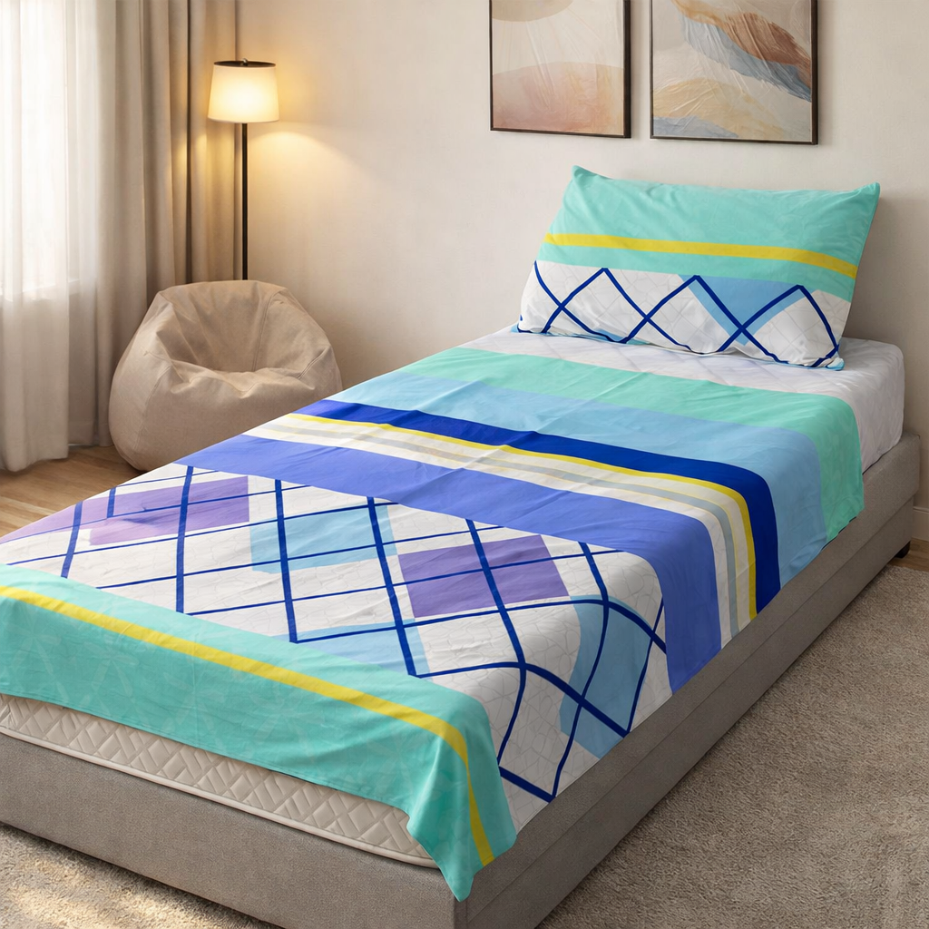 Pinsstripe Printed Bedsheet – Single Bed, 100% Cotton