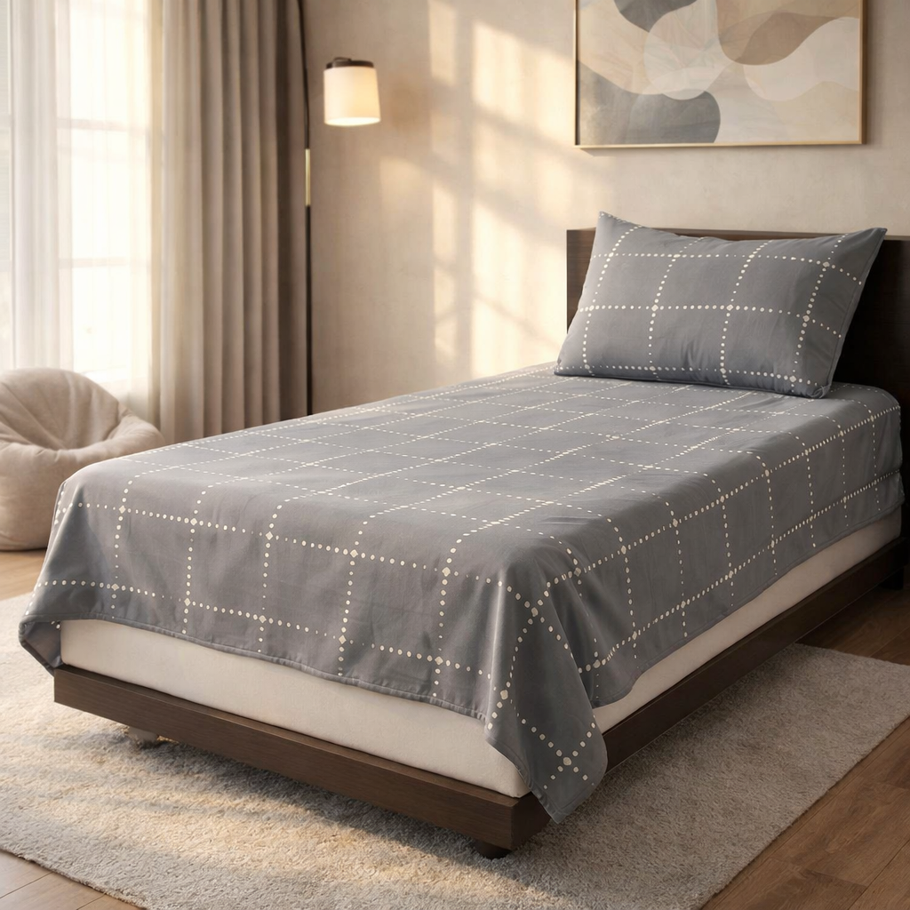 Pinsstripe Printed Bedsheet – Single Bed, 100% Cotton