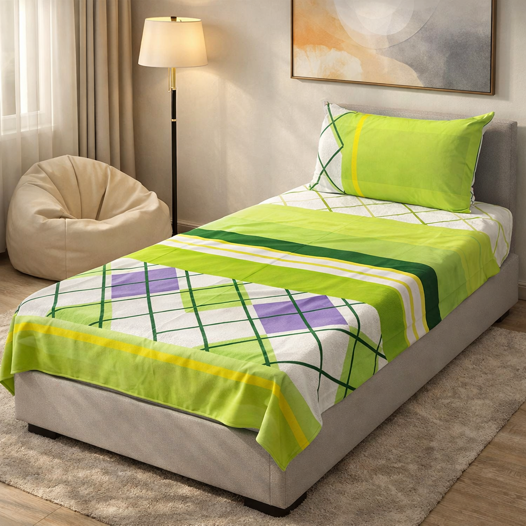 Pinsstripe Printed Bedsheet – Single Bed, 100% Cotton