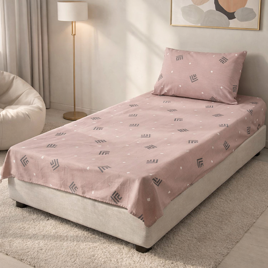 Pinsstripe Printed Bedsheet – Single Bed, 100% Cotton