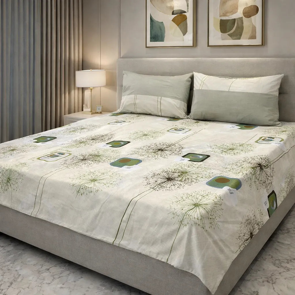 Printed Bedsheet DoubleBed 100% Cotton by Pinsstripe