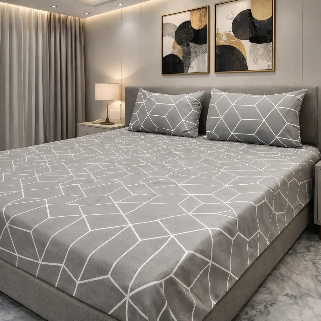 Printed Bedsheet DoubleBed 100% Cotton by Pinsstripe